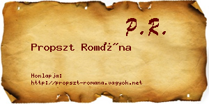Propszt Romána névjegykártya